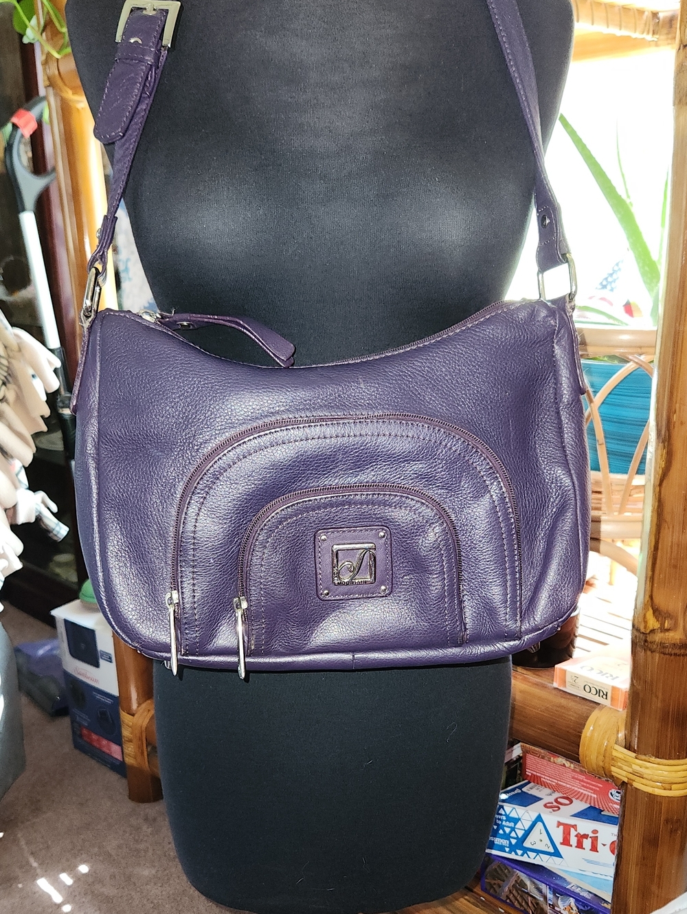 Purple Leather Stone Mountain Bag